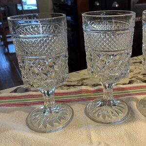 Set of 2 Anchor Hocking WEXFORD Wine Goblet Glasses 6 1/2" Tall 6.5" Vintage MCM